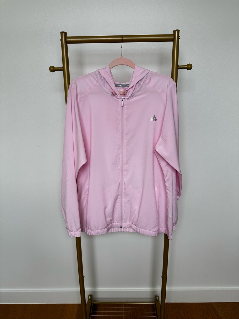 adidas Women’s Light Pink Hooded Windbreaker Golf Jacket